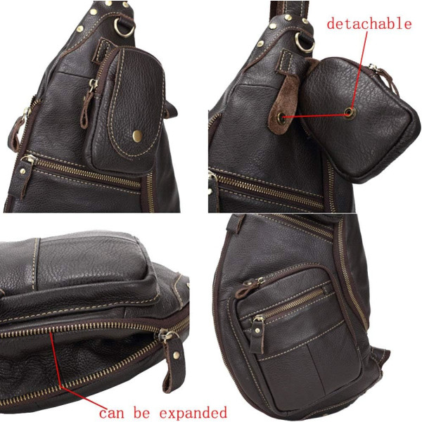 Axelremsväska i läder Crossbody Herr Dam Resor Utomhussporter, Ryggsäck