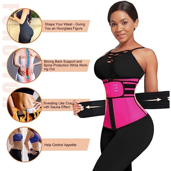 Waist trainer för kvinnor Plus storlek två bälten Neopren träningskorsett Midje Cincher Trimmer M