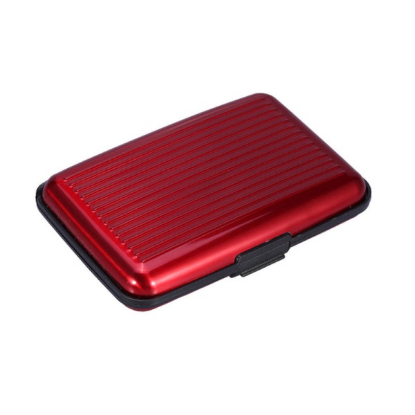 Korthållarbox i aluminium med RFID-skydd Röd