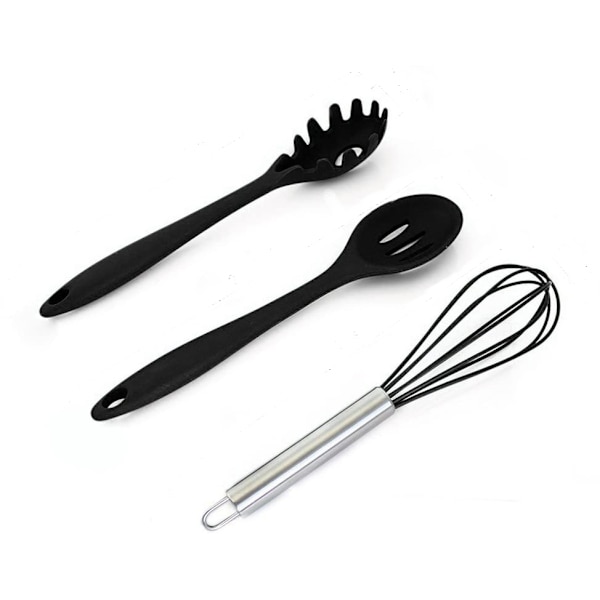 10 stycken köksredskap silikon BPA-fritt set (10 stycken svart)