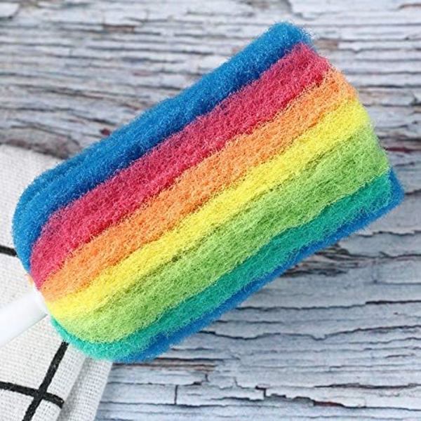 10-pack svampborste, långskaftad mjuk svampflaska rengöringsborste, (regnbågsfärger)