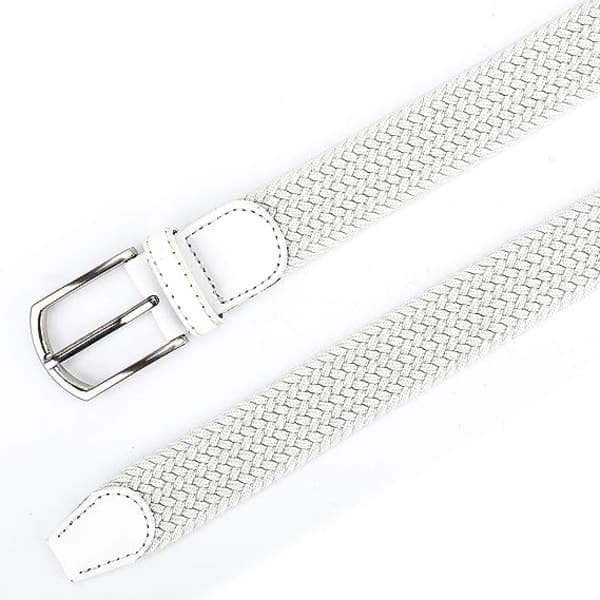Flätade canvasvävda elastiska stretchbälten för män/kvinnor/junior (vit) 110 cm, XL