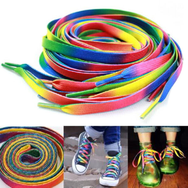 2x Rainbow Candy Colored Shoe Lace Boot Laces Sneakers Skosnören