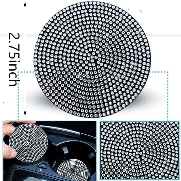 Bil Cup Coaster 2PCS, Biltillbehör 2,75 tum, Full Rhinestone