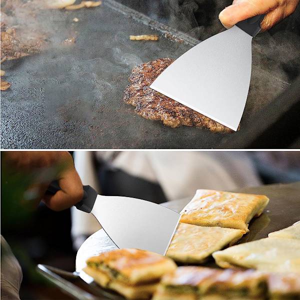 Rostfritt stål skrapa verktyg målarskrapa trähandtag grill teppanyaki kött