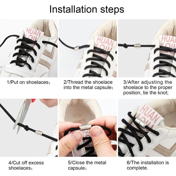 4 par Elastiska skosnören No Tie Skosnören Elastic Running