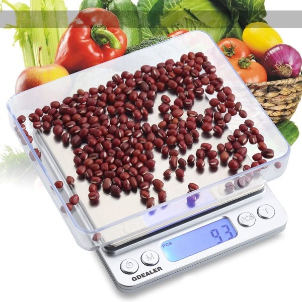 Digital gramvåg 500g 0,01g köksmatvåg Hög precision silver
