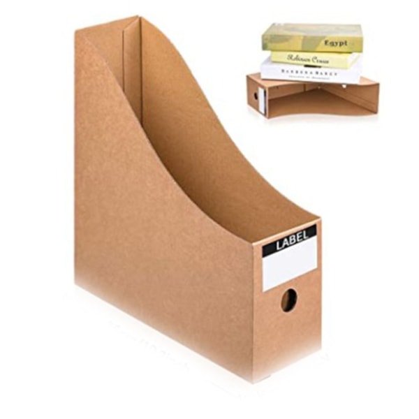 1-pack tidskriftsställ av kraftkartong med bokhylleflikar, organizer (90*260*270 mm)