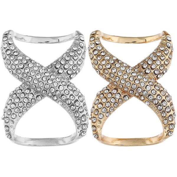 2 st Rhinestone Halsklämmor Sjal Spänne Spännen Halsduk Ringar Modekläder Smycken Guld