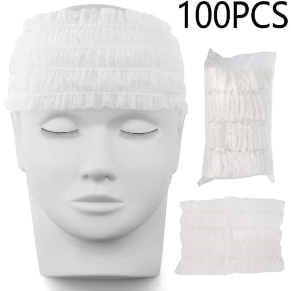 100 st Engångs elastiska pannband Non Woven pannband Hudvård Håraccessoarer, vit