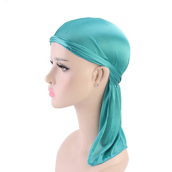 18 stycken simulering silke long tail turban cap hatt turban mäns och kvinnors