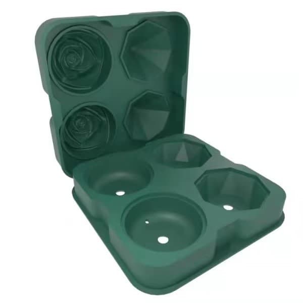 Silikon 4 Grids Ice Cube Form Rose Silikon Ice Form Tray Tool Green