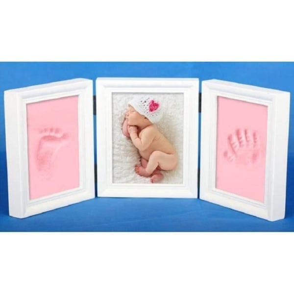 VIT+ROSA Träfotoram + plaststämpel Hand Babyfoot Footprint DIY Handprint Footprint C0C80