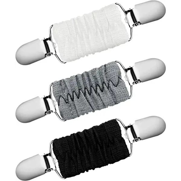 3-packs monterad klänning bältesklämma Sjalklämma (11,5*3,1 cm) vit&grå&svart