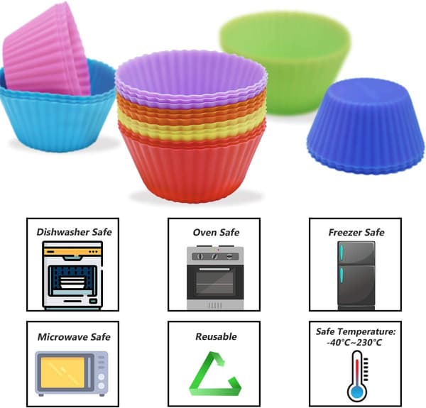 24-pack silikonbakmuggar Återanvändbara muffinsliners Non-stick Cupcake Form Set Cupcakes