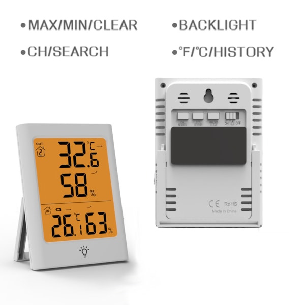 Temperaturluftfuktighetsmätare med LCD-bakgrundsbelysning