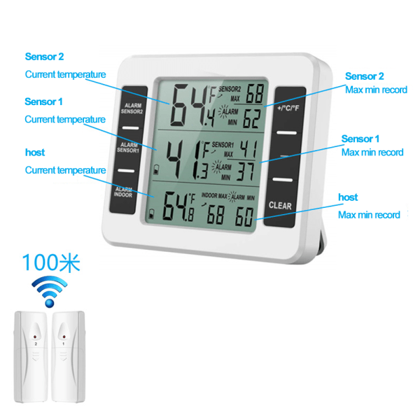 Kylskåpstermometer, trådlös termometer