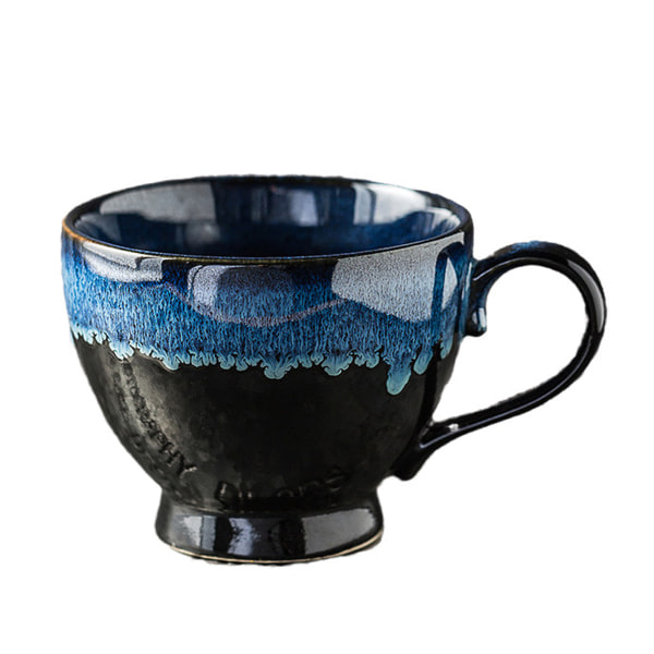 Cappuccinokopp stengods 450ml keramisk kaffekopp stor kopp kaffekopp porslin (havsblå)