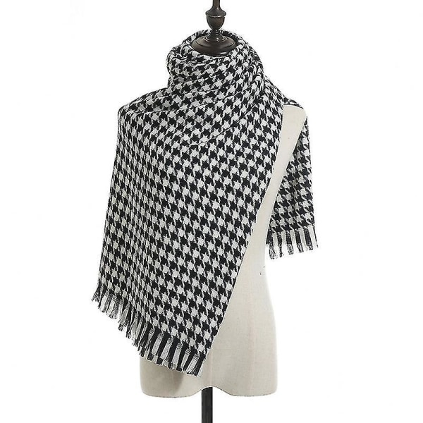 Houndstooth street style kvinnors kashmirsjal med geometrisk form och lång printed halsduk