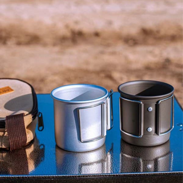 Kopp Aluminiumlegering Metall Vikbar mugg Bärbara köksmuggar Silver