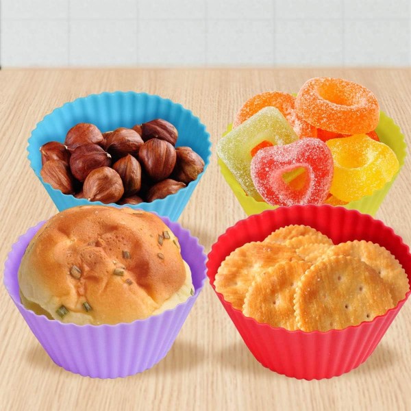 24-pack silikonbakmuggar Återanvändbara muffinsliners Non-stick Cupcake Form Set Cupcakes