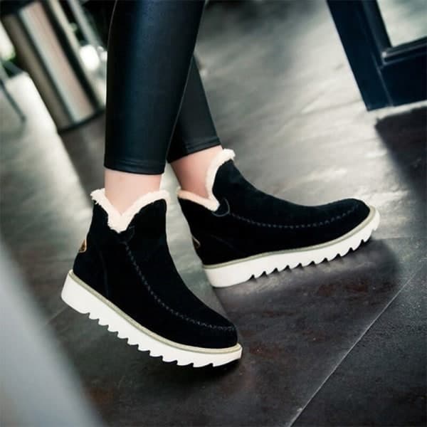 Dam Mid Top Snow Boots Plyschfoder Vintervarma skor Svart 42