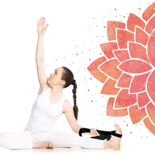 Gymnastikbälte Yogabälte 2,4m | Stretchrem för rörlighet | + rosaröd + mörkgrå