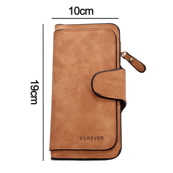 Plånböcker för kvinnor PU-läder lång plånbok dam kreditkort brown