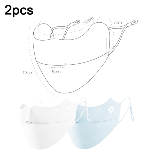 UV Ansiktsmask Tvättbar Återanvändbar Träning Andas Solskydd Blå+vit