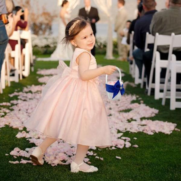 Söt Bowknot Design Bröllop Flower Girl Korg Blå Romantisk Bröllop Blomster Korg, Modell: Blå