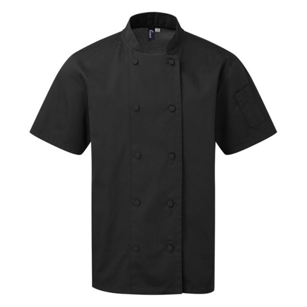Premier Herr Coolchecker kortärmad kockjacka XL Svart Black XL