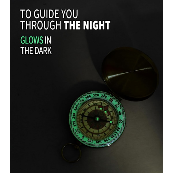 Camping Survival Glow in The Dark Militär kompass för vandring, camping, backpacking, utomhusaktiviteter