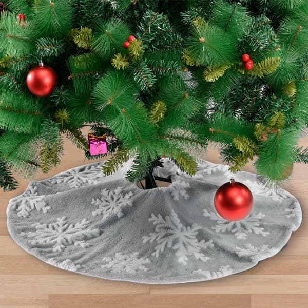 Julgranskjol, 122cm grå trädkjol med snöflinga 122cm gray