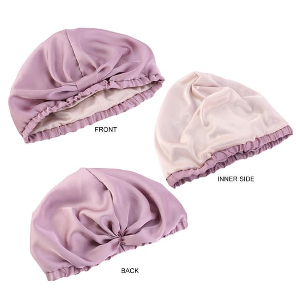 Simulerad silke dubbellagers cap pannband hårvård (beige)