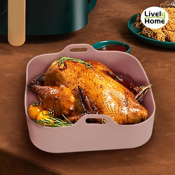 8-tums Air Fryer Silikon Bakplåt Panna Gryta Non-stick Insatskorg Friterad kycklingbehållare Hållare Foder Skålar Tillbehör 16CM Round Coffee