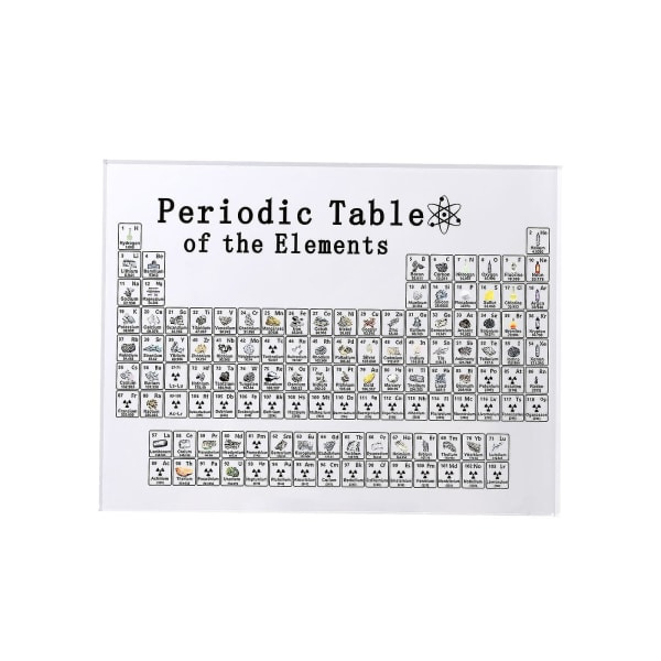 Periodiska systemet för element, akryl tabell display prydnad