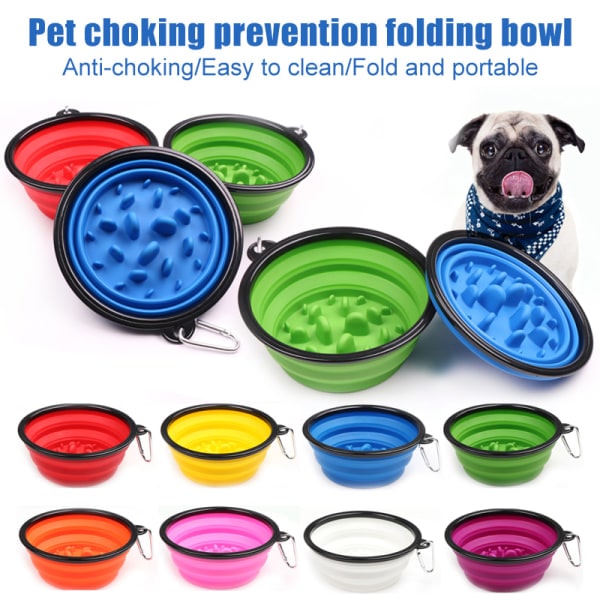 Bärbar Hund Slow Feeder Bowl Hopfällbar Slow Eating Bowl Hopfällbar Hund Matare Green Large