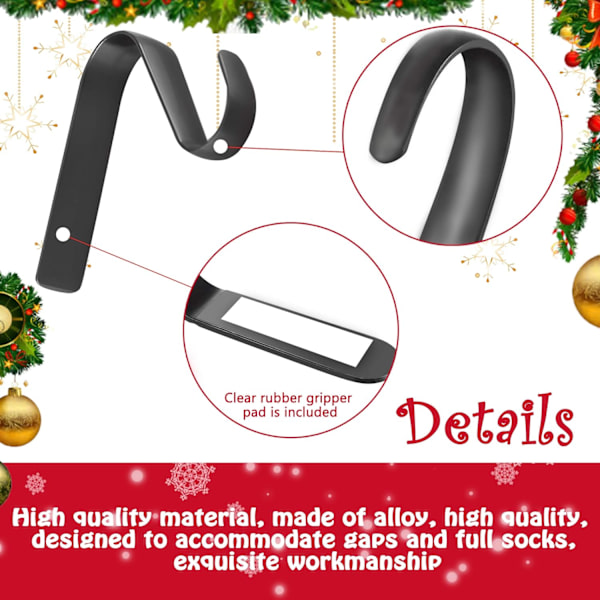 Julsockhållare Metall Öppen spis Sockkrok Garland Mantel Krokdekoration (4-pack)
