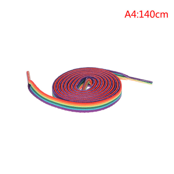 1 par färgglada skosnören Rainbow Gradient Platta skosnören Casual Red 140cm
