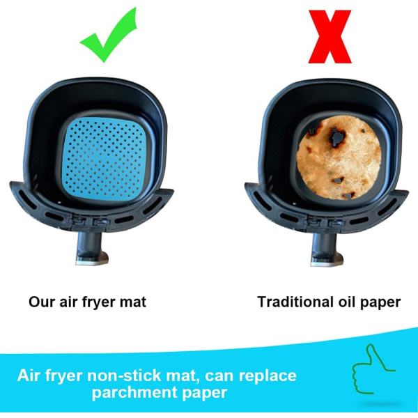 2 stycken återanvändbara Air Fryer-foder, 7,5" fyrkantig non-stick