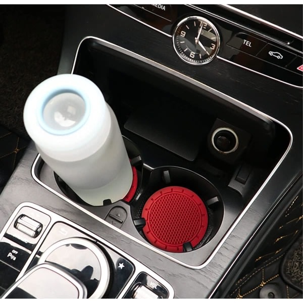 (Röd) 4-Car Cup Holder Underlägg, Universal Silikon Underlägg, Non-S