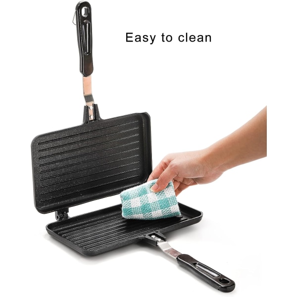 Smörgåsmaskin, Non-stick Grill Pan med handtag, Aluminium Flip Pan Inomhus Utomhus Frukost