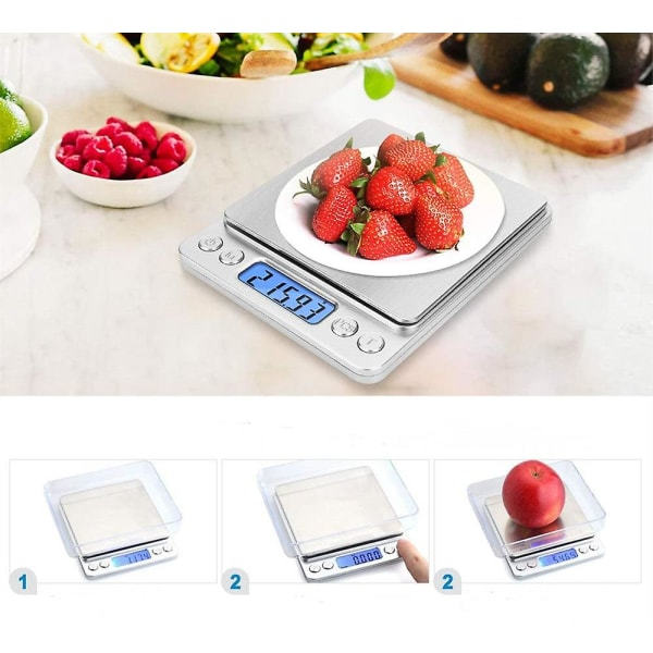 Digital gramvåg 500g 0,01g köksmatvåg Hög precision silver