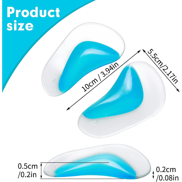 3 par Gel Arch Support innersulor, ortotiska innersulor silikon
