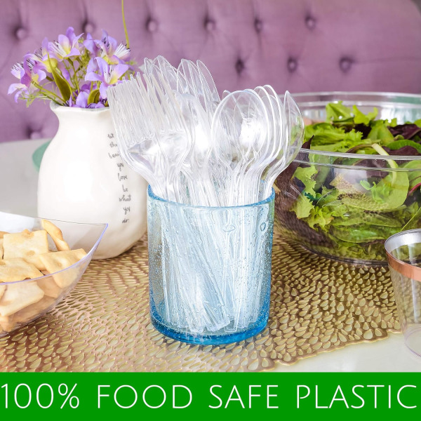 Engångsbestick genomskinlig plast Engångsredskap Tungvikt 100 Count (gafflar)