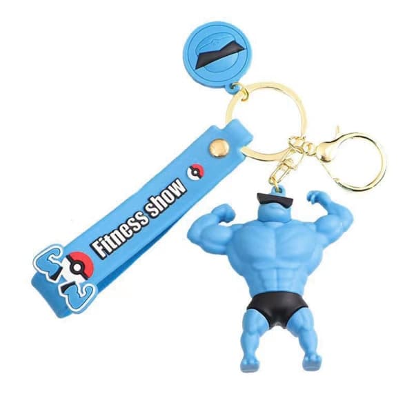 Creative Cartoon Muscle Keychain Pikachu Pendant nyckelring för väska B