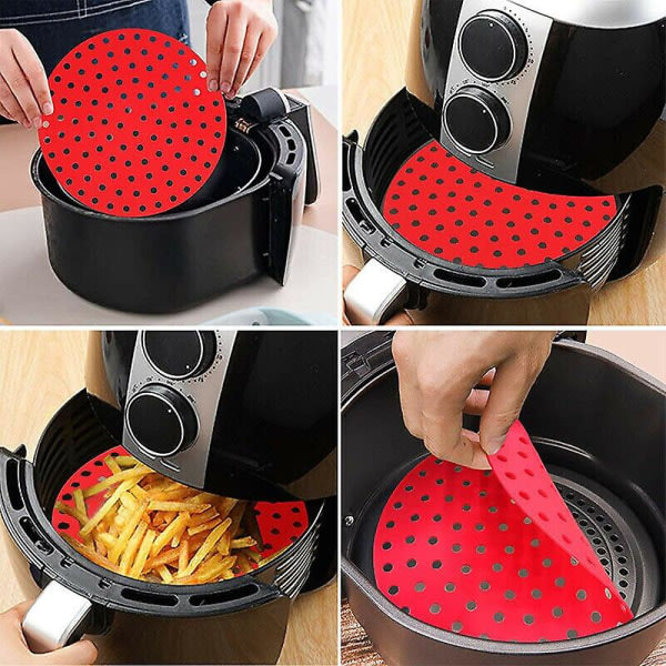 Återanvändbar silikon Air Fryer Mat Pergamentpapper Blue 7.5 inch