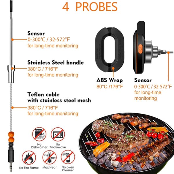 Utomhusgrill Smart trådlös grilltermometer Bluetooth