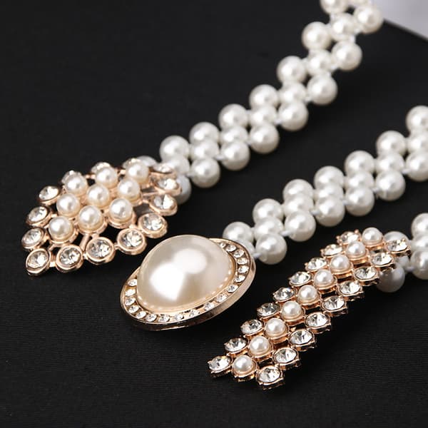 1 Dammode Rhinestone Pearl midjekedja (#8136)