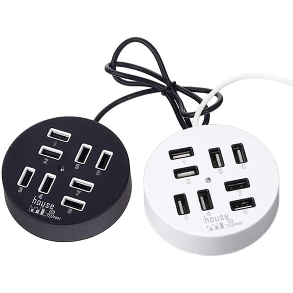 8-portars USB -laddaradapter med hög hastighet med LED black